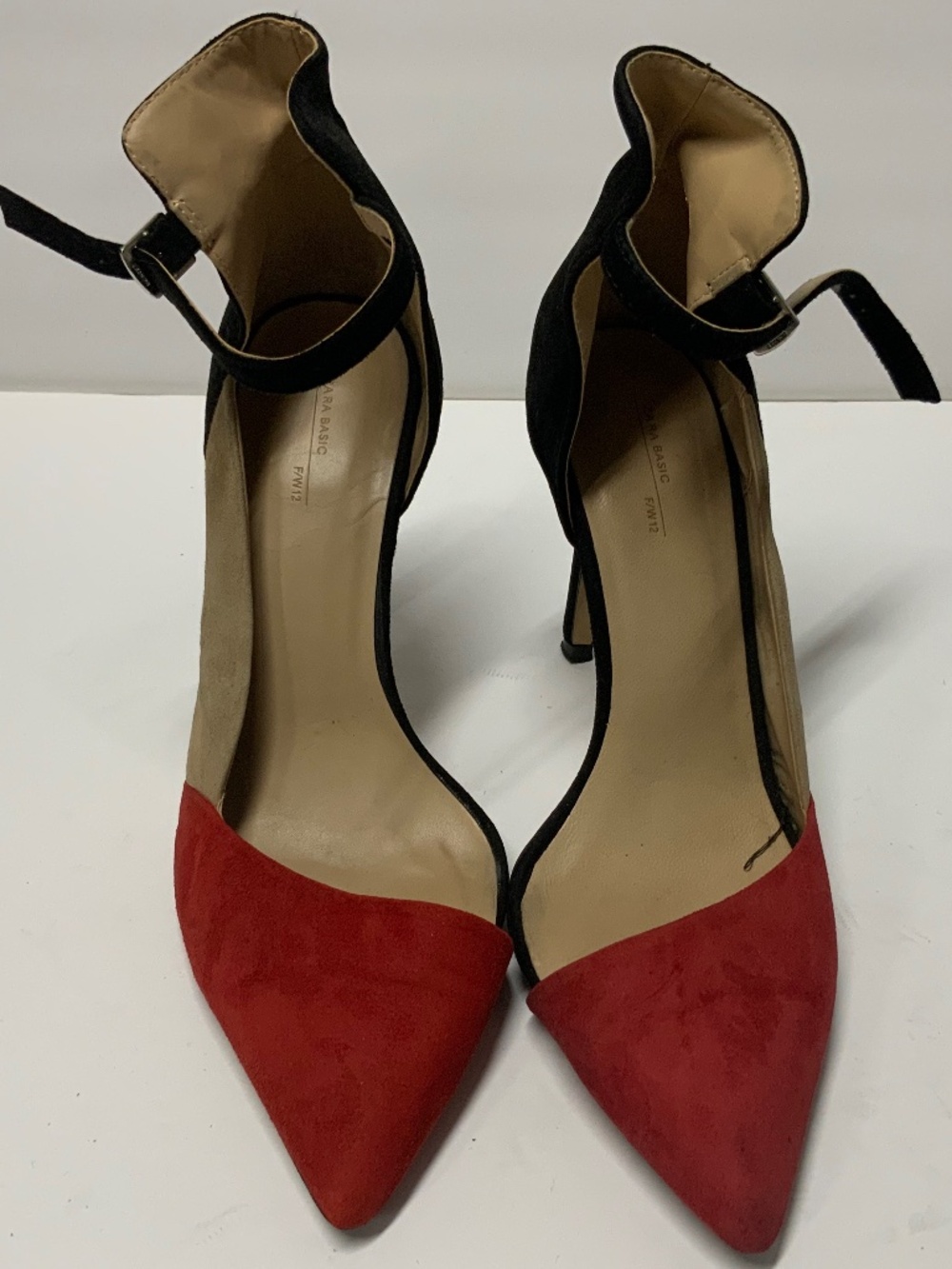 Zara Red/Black Faux Suede Ankle Strap